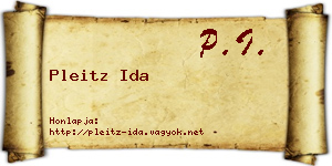 Pleitz Ida névjegykártya