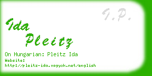 ida pleitz business card